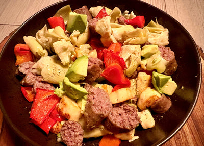 Avocado Artichoke Salad with Sausages